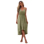 Casual Summer Dress Solid Color Irregular Hem Sleeveless Vacation Resort Wear Wholesale Availabl