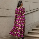 Womens Autumn Dress Irregular Pattern Printed Fabric Casual Style Wholesale Available OEM ODM se