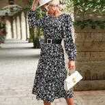 Womens Long Sleeve Black Floral Dress Elegant Design Autumn Winter Style Wholesale Available OEM