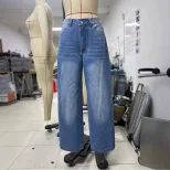 Wide Leg Denim Trousers Casual Style European and American Fashion Comfortable Fit Wholesale Ava