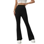 High Waisted Knit Flare Pants Slim Fit Comfortable Lightweight Spring Summer Casual Wear Wholesa