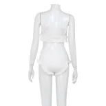 Summer Two Piece Set Ruffled Edge Sleeveless Top and Shorts Casual Loungewear or Sleepwear Whole