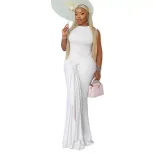 Elegant Ruched Bodycon Dress with Round Neck and Tie Detail Solid Color Slim Fit Long Sleeve Per