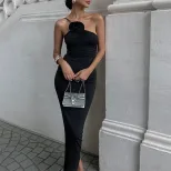 One Shoulder Floral Pleated Bodycon Dress Sexy Elegant Waist Defined Perfect for Parties and Eve
