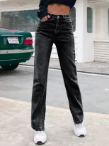 High Waisted Denim Trousers Fashionable Casual Versatile Spring Summer Womens Apparel Wholesale