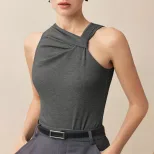 Chic Sleeveless T Shirt Elegant Design Summer Style Comfortable Fit Perfect for Office Wear Whol