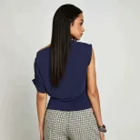 Sleeveless Asymmetrical Top Wrinkle Design Waist Defining Slim Fit Casual Summer Wear for Work W