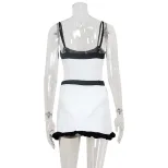 Womens Two Piece Set Slim Fit Bodysuit with High Waisted Skirt Casual Color Block Design Wholesa
