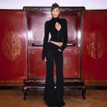 Fashionable Hollow Out Crop Top and Slim Fit Flare Pants Set Stylish Sexy Solid Color Spring and