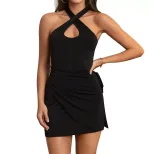 Backless Halter Dress High Waist Bodycon Fit Adjustable Straps Spring Summer Fashion Wholesale A
