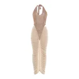 Fashionable Sequin Panelled Bodycon Dress Sheer Mesh Ruffled Design Elegant Style Perfect for Au