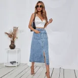High Waisted A Line Denim Skirt Casual Trendy Slim Fit Perfect for Everyday Wear Wholesale Avail