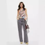 High Waisted Wide Leg Jeans Loose Fit Straight Cut Durable Denim Casual Wear for Women Ready to