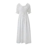 Womens Vintage Polka Dot Midi Dress Elegant Fit and Flare Puff Sleeve Summer Casual Wear