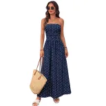 French Style Sleeveless Maxi Dress Polka Dot Design Elegant Vacation Wear Perfect for Summer Eve