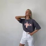 Womens Summer Graphic T Shirt Loose Fit Round Neck Short Sleeve 100 Cotton Casual Everyday Wear