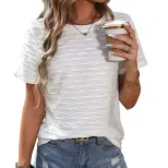 Casual White Textured Top for Women Summer Style European and American Fashion Wholesale Availab