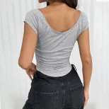 Womens Slim Fit Short Sleeve T Shirt Minimalist Design Versatile Summer Style Comfortable Fabric