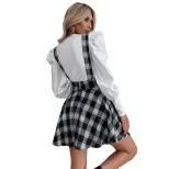 Plaid Midi Dress Slim Fit Long Sleeve Spaghetti Straps Fall Fashion Wholesale Available bulk ord
