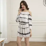 Womens Tie Dye Striped Dress Black and White Sleeveless Casual Summer Style Wholesale Available