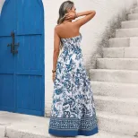 Bohemian Strapless Geometric Print Dress Vintage Style Sleeveless Lightweight Fabric Perfect for