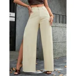 High Waisted Wide Leg Jeans Sexy Split Design Trendy Style Slim Fit Casual Wear for Women Wholes