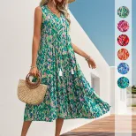 Abstract Print Midi Dress Summer Style Beach Vacation Ready Comfortable Fabric Trendy Design Who