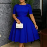 Elegant African Dress Short Sleeve Round Neck Fashionable Design Perfect for Parties and Special