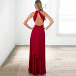 Summer Maxi Dress Versatile Tie Styles Halter Neck Red Color Perfect for Beach Parties or Casual