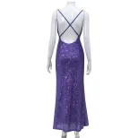 Elegant Mermaid Evening Dress Sexy Low Cut Backless Spaghetti Straps Sequin Detail Perfect for F