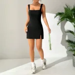 Elegant Womens Dress High Waist Slim Fit Spaghetti Straps Versatile for Spring Summer Occasions
