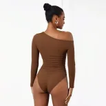 Y2K Slim Fit Off Shoulder Long Sleeve Bodysuit Versatile Design Spring Summer Style Wholesale Av