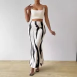 High Waisted Pencil Skirt Slimming Zebra Print Fishtail Design Comfortable Fit Perfect for Parti