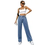 High Waisted Wide Leg Jeans Loose Fit Slimming Design Casual Style Perfect for Everyday Wear Who