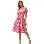 Chiffon Polka Dot Dress Comfortable Casual Vacation Style Perfect for Summer Outings Available f