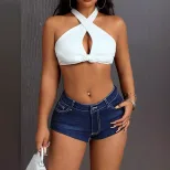 High Waisted Denim Shorts Fashionable Trendy European and American Style Perfect for Summer Outi