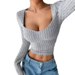 Womens Cropped Ribbed T Shirt Soft Brushed Fabric Stylish Design Spring Summer Fashion Wholesale