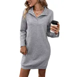 Long Sleeve Solid Color Sweatshirt Dress for Women Casual Fall Fashion Available in Multiple Colors and Sizes Wholesale