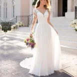 Elegant Mermaid Wedding Dress Deep V Neck Backless Sexy Design Perfect for Weddings and Evening