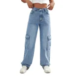 Loose Fit Wide Leg Pocket Denim Work Pants Trendy Casual Style Ideal for Everyday Wear Wholesale