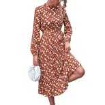 Fashionable Floral Print Tie Back Dress Womens Casual Wear Trendy Design Comfortable Fabric Perf