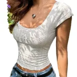 Elegant Womens T Shirt Slim Fit Short Length Versatile Design Spring Summer Fashion Wholesale Av