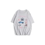 Womens Summer Loose Fit Cotton T Shirt Hand Painted Floral Print Casual Round Neck Short Sleeve