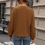 Womens Long Sleeve V Neck T Shirt Waffle Knit Fabric Autumn Fashion Wholesale Available bulk ord