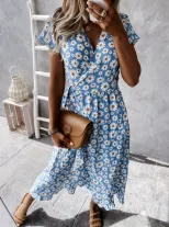 Summer Dress Casual Style Short Sleeve Lightweight Fabric Perfect for Everyday Wear Ready to Shi