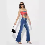 High Stretch Flared Jeans Casual Style Versatile Fit Womens Apparel Perfect for Everyday Wear Re