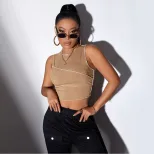 Womens Slim Fit Sleeveless Tank Top Solid Color Versatile Design Summer Style Wholesale Availabl