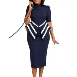 Elegant OL Bodycon Dress Fashionable 5 Point Sleeve Suitable for African and European Styles Who