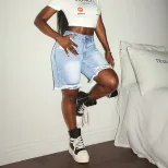Womens Distressed Denim Shorts Frayed Hem Casual Style Perfect for Summer Wholesale Available