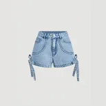 Casual Womens Denim Shorts Slim Fit Drawstring Design Versatile Style Perfect for Summer Ready t